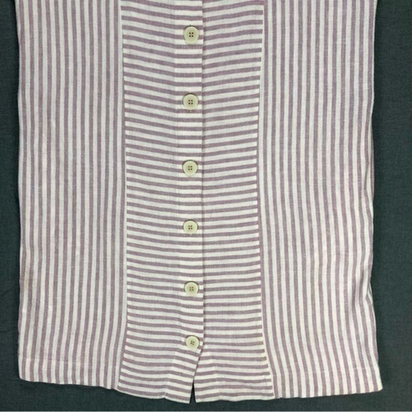 Madewell Linen Shirt Dress Womens Size Small Pink White Stripe Button Back Mini - Picture 9 of 15
